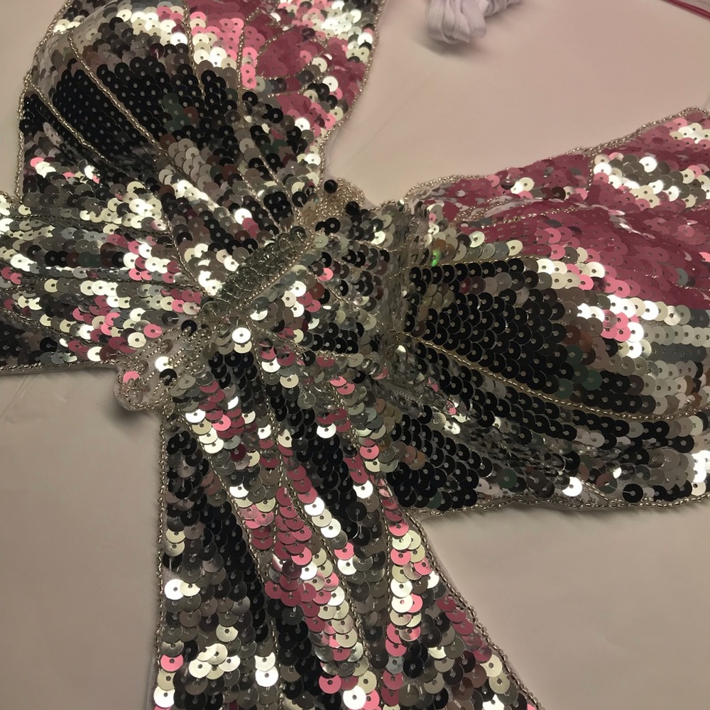 Silver butterfly sequins metallic glitter festival rave tie top NWT sparkly sexy - Picture 4 of 4
